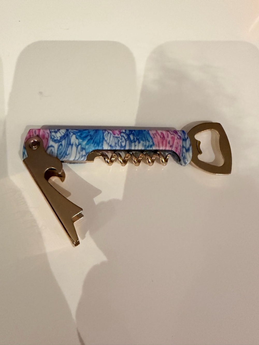 Lilly Pulitzer Pink Trim Blue & Pink Floral Neoprene Pouch with Bottle Opener